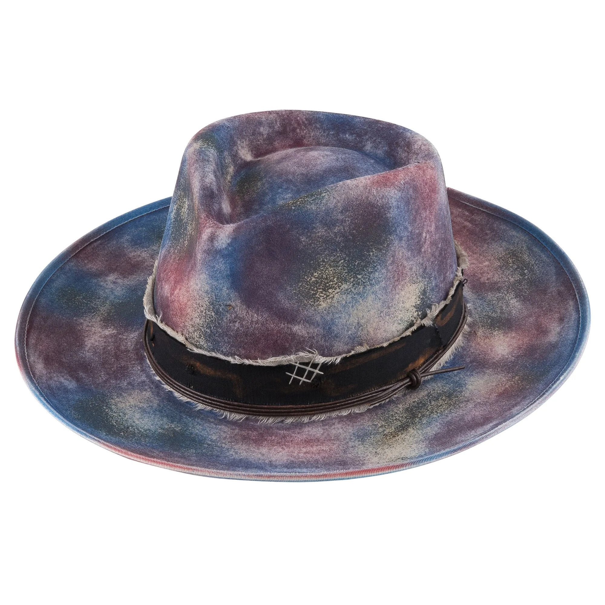 Mirage - Multicolor Distressed Old Fashion Stiff Fedora Hat