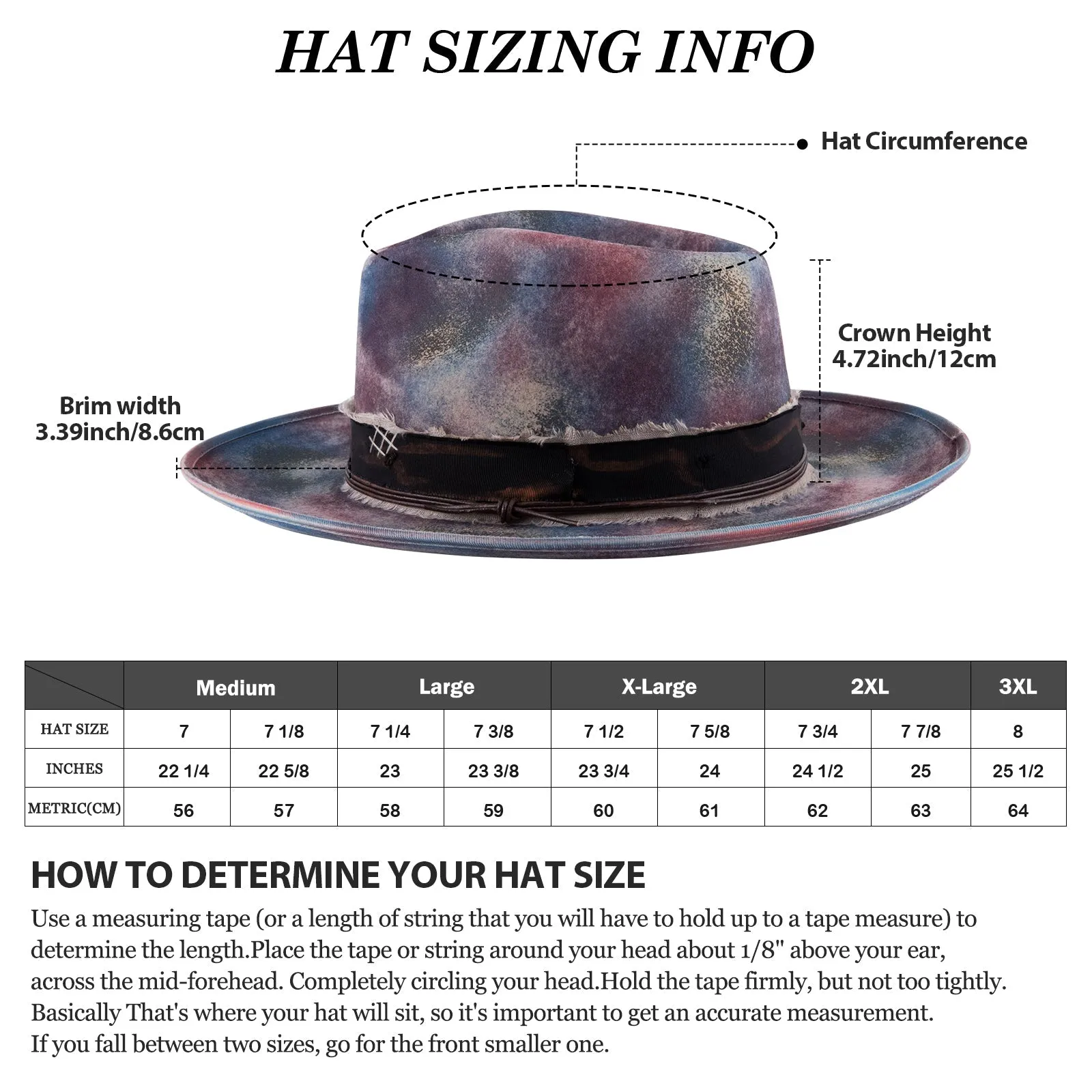 Mirage - Multicolor Distressed Old Fashion Stiff Fedora Hat