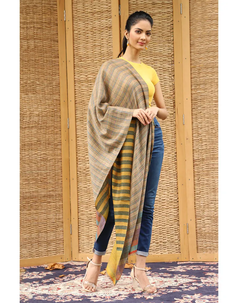 Mustard and Fawn Reversible Cashmere Stole