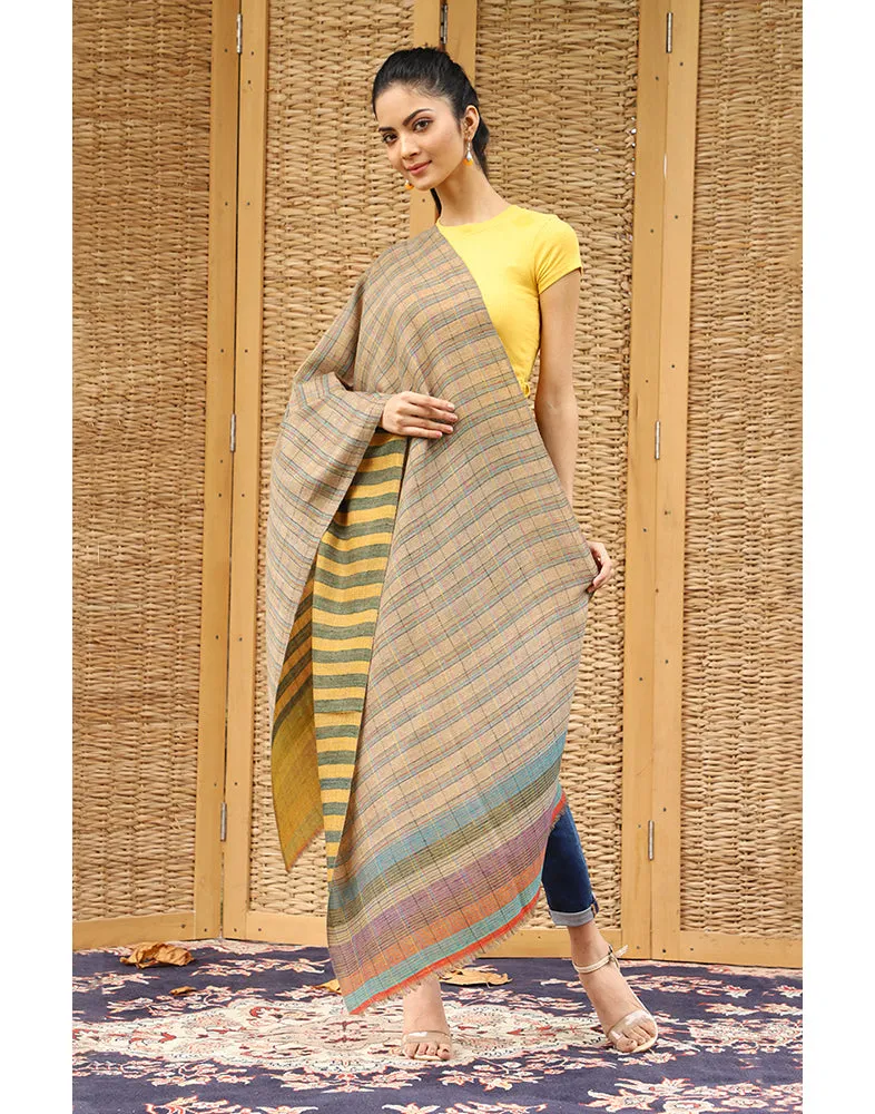 Mustard and Fawn Reversible Cashmere Stole