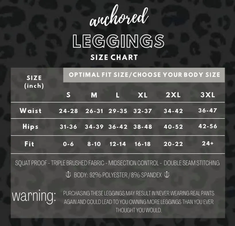 NEW Anchored Arrows Fleece Lined Full Length Leggings in Black w/pockets