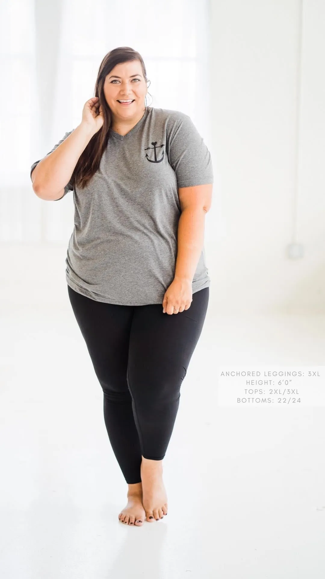 NEW Anchored Arrows Fleece Lined Full Length Leggings in Black w/pockets