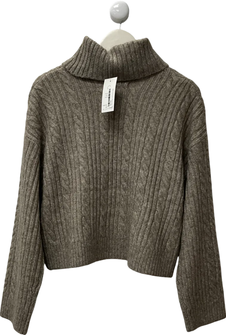 New Look Beige Mink Cable Knit Roll Neck Jumper UK M