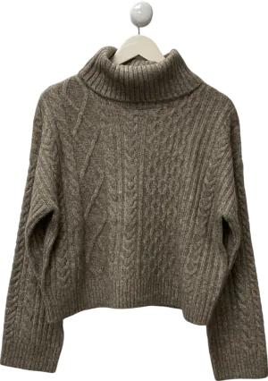 New Look Beige Mink Cable Knit Roll Neck Jumper UK M