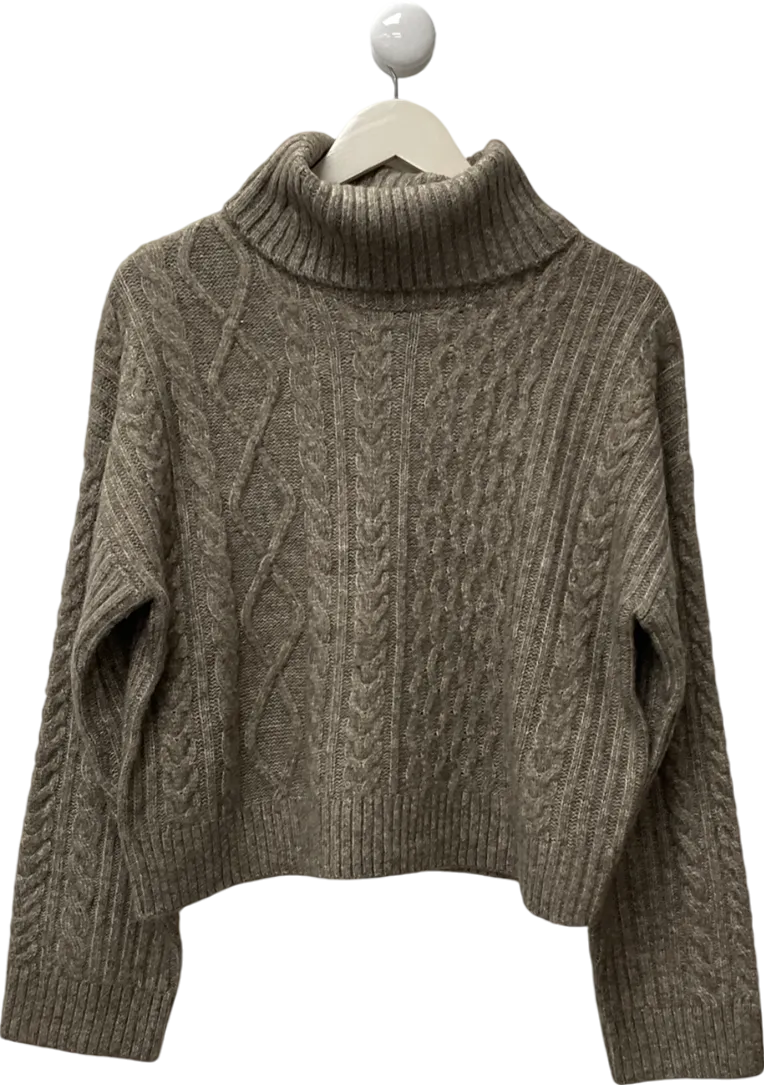 New Look Beige Mink Cable Knit Roll Neck Jumper UK M