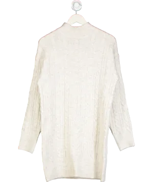 New Look Cream High Neck Cable Knit Jumper Dress UK S