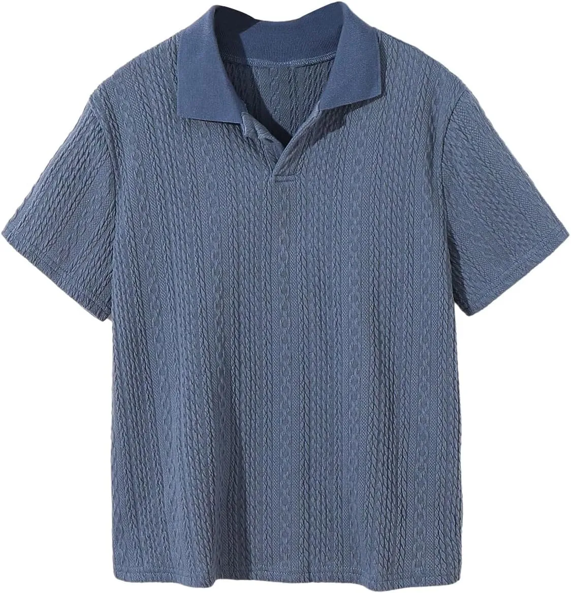 OYOANGLE Boy's Short Sleeve Collar Neck Cable Knitted Solid Plain Golf Uniform Shirt