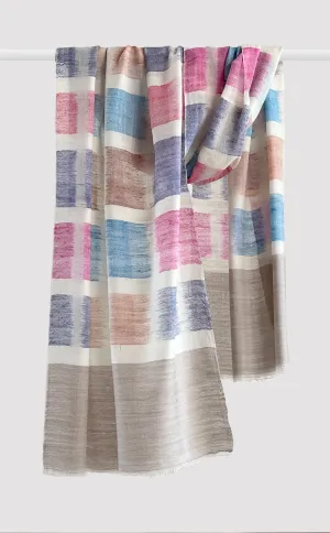 Pashmina Blush and Blue Checked Stole
