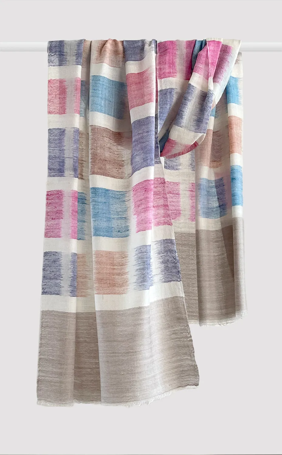 Pashmina Blush and Blue Checked Stole
