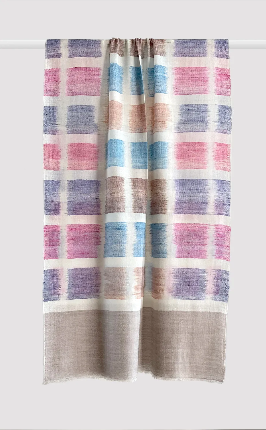 Pashmina Blush and Blue Checked Stole