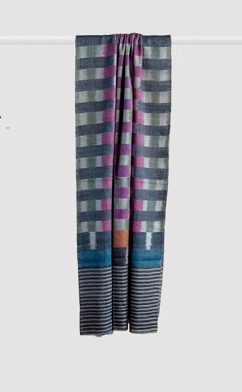Pashmina Charcoal Multicolor Ikat Stole