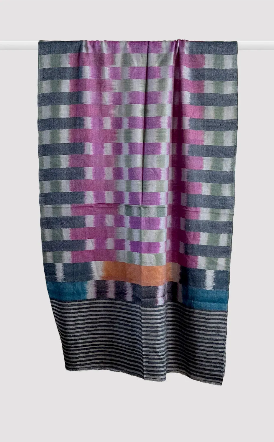 Pashmina Charcoal Multicolor Ikat Stole