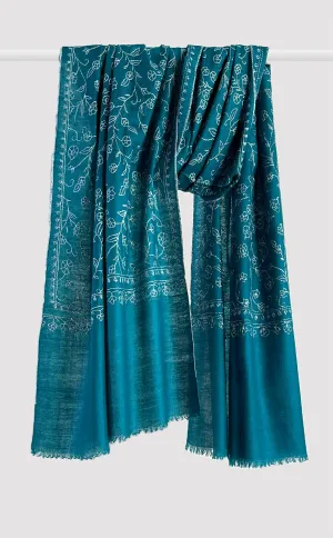 Pashmina Hand-Embroidered Turq Stole