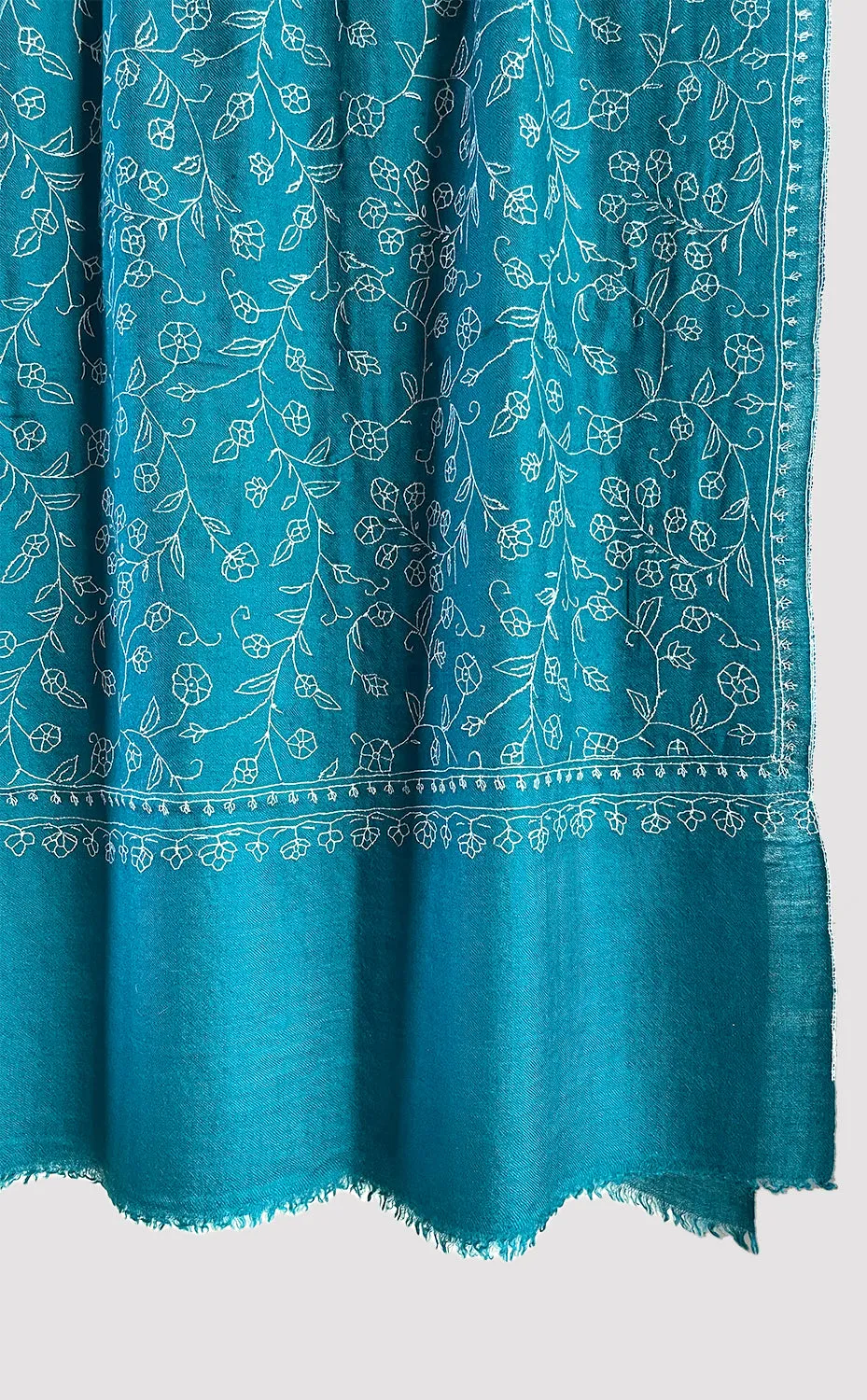 Pashmina Hand-Embroidered Turq Stole