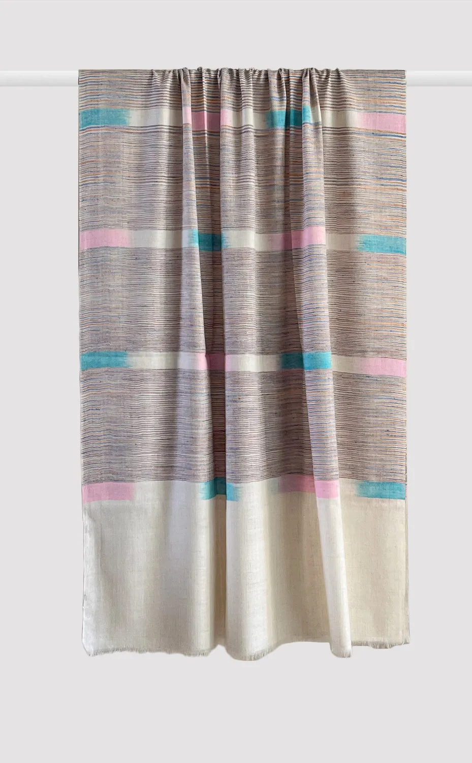 Pashmina Ivory Multicolor Ikat Shawl
