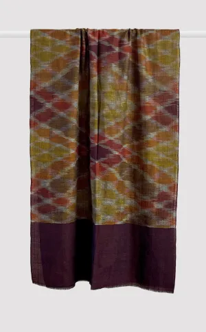 Pashmina Magenta Honeycomb Ikat Stole