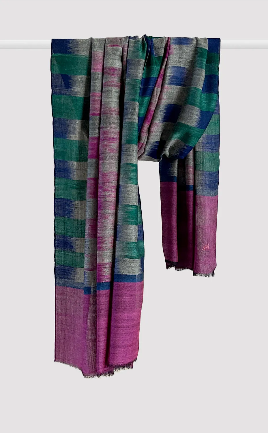 Pashmina Magenta Multicolor Ikat Stole
