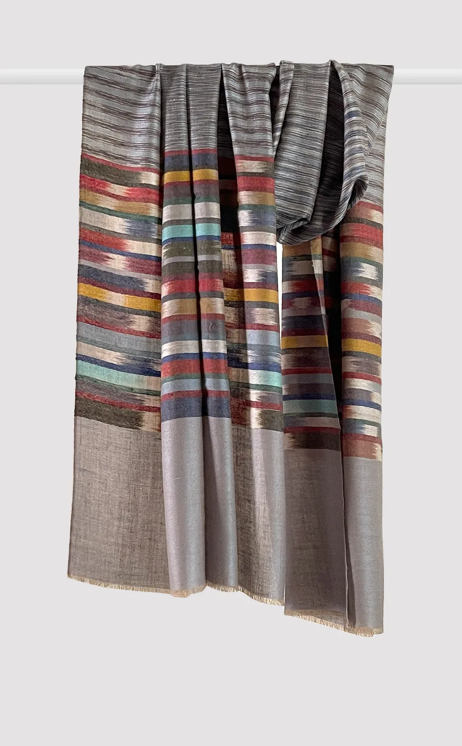 Pashmina Multicolor Grey Stripes Stole