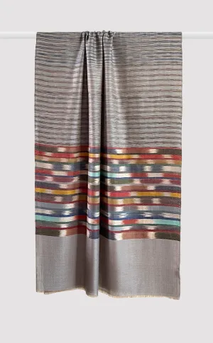 Pashmina Multicolor Grey Stripes Stole