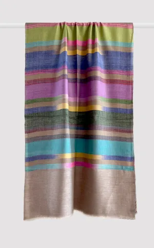 Pashmina Multicolor Rainbow Stripes Stole