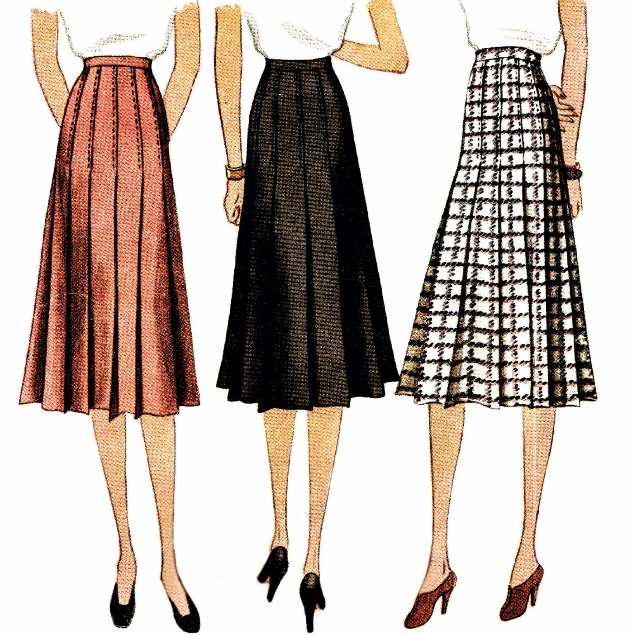 PDF - 1940s Sewing Pattern, Pleated Skirt - Waist: 24” (61cm) - Download