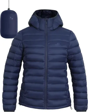 Pioneer Camp Women's Packable Puffer Jacket Winter Light Weight Water-Repellent Quilted Coat with Hood