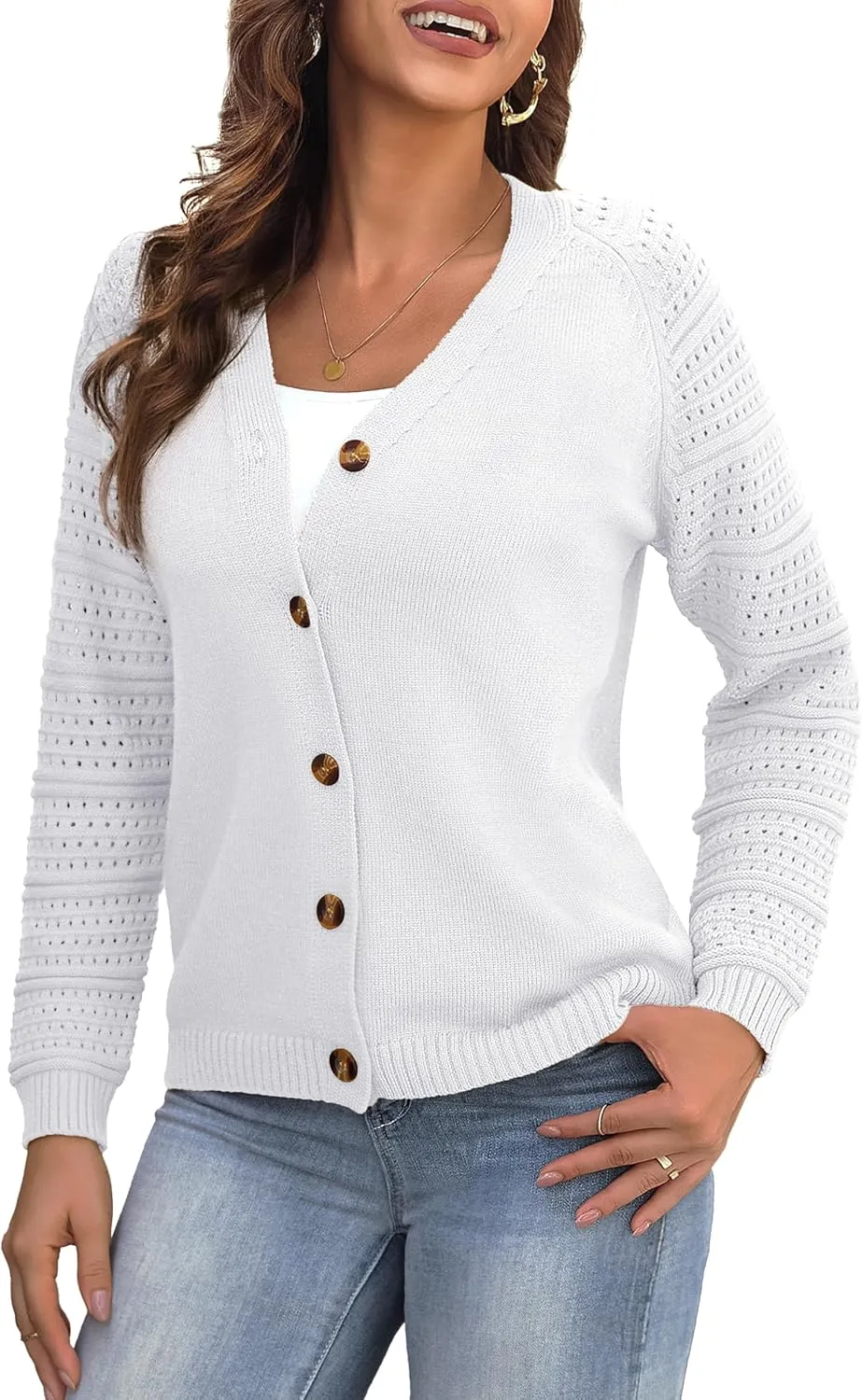 REDHOTYPE Women's Cardigans Sweater Casual Long Sleeve Open Front Cardigan Button Down Knit Chunky Outwear Coats