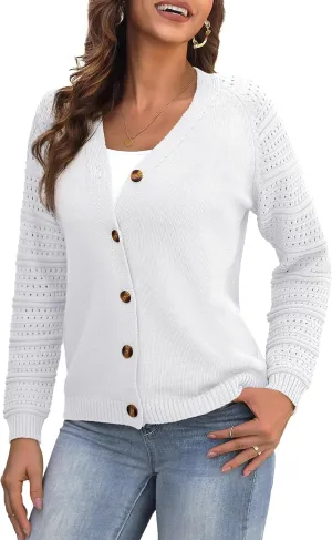 REDHOTYPE Women's Cardigans Sweater Casual Long Sleeve Open Front Cardigan Button Down Knit Chunky Outwear Coats