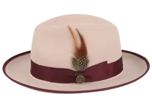 Rose-Brown Brim Trim Steven Land Men's Australian Wool Hat Style-The Domingo
