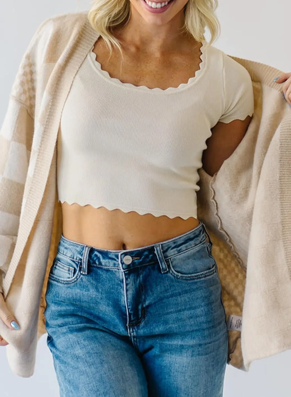 SELINK Women's Cardigan Sweater Vintage Open Front Mixed Checkered Pattern Chunky Knit Plaid Long Sleeve Daily Outwear