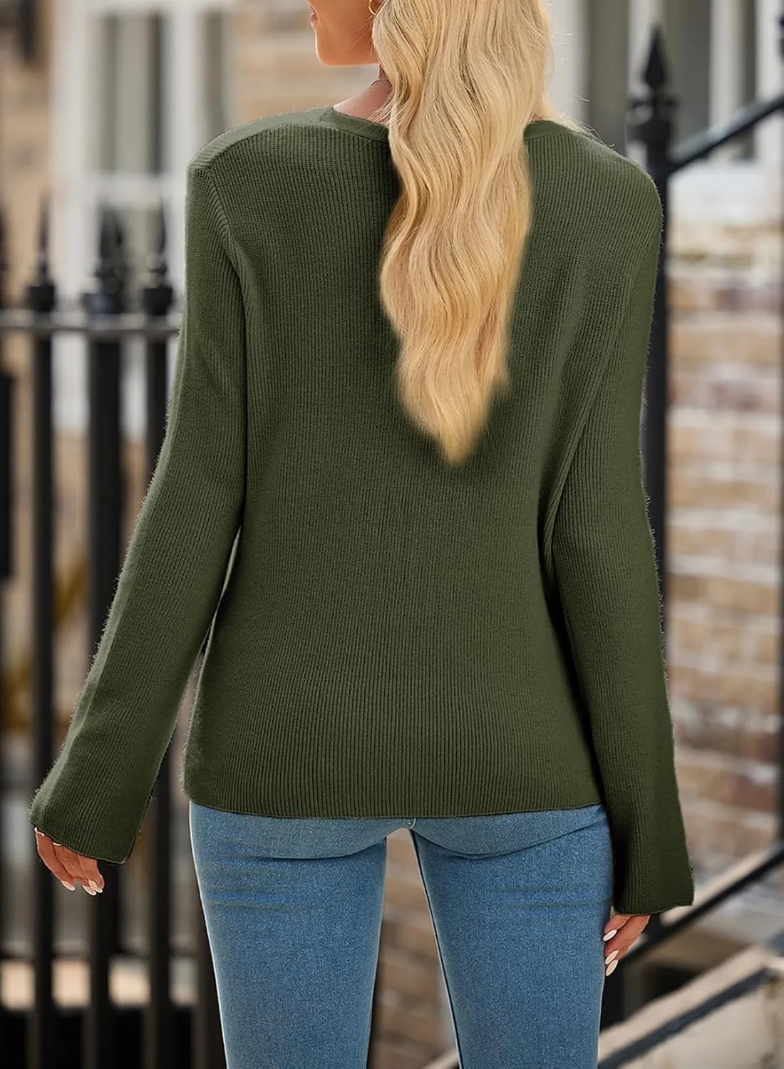 Sidefeel Womens Cardigan Sweaters V Neck Button Long Sleeve Knit Oversized Cardigans