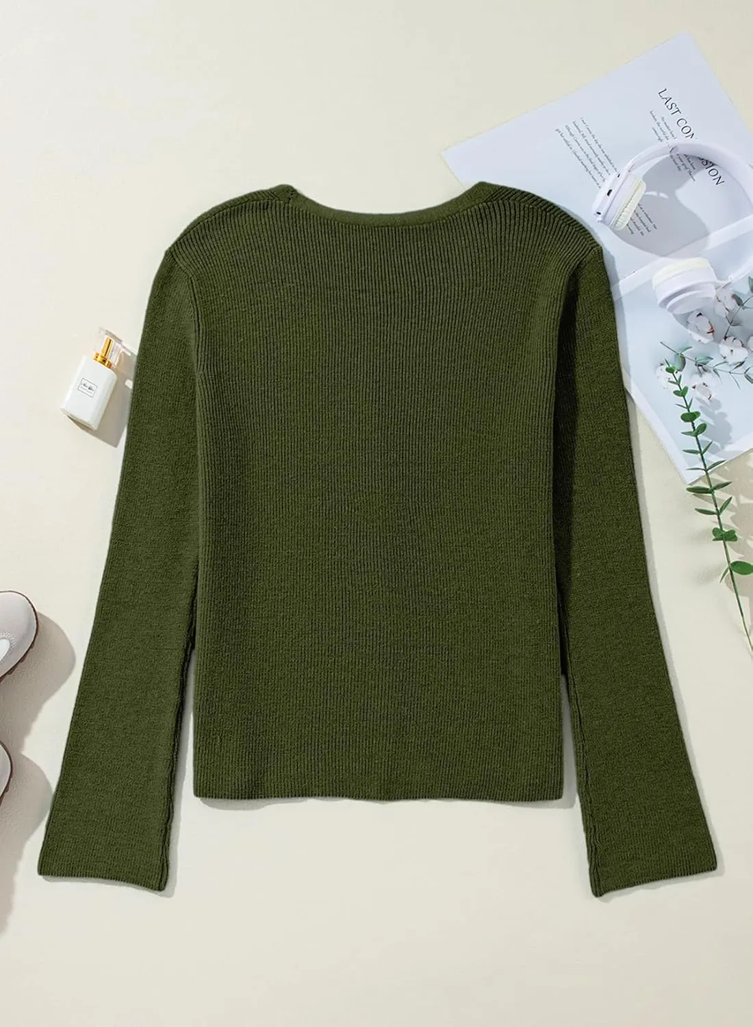 Sidefeel Womens Cardigan Sweaters V Neck Button Long Sleeve Knit Oversized Cardigans