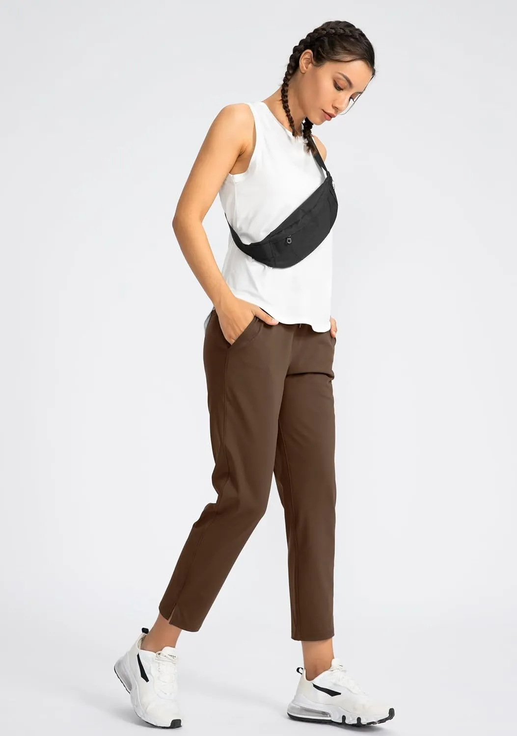 Soothfeel Women's Pants with 4 Pockets 7/8 Stretch High Waisted Sweatpants Travel Athletic Work Golf Pants for Women