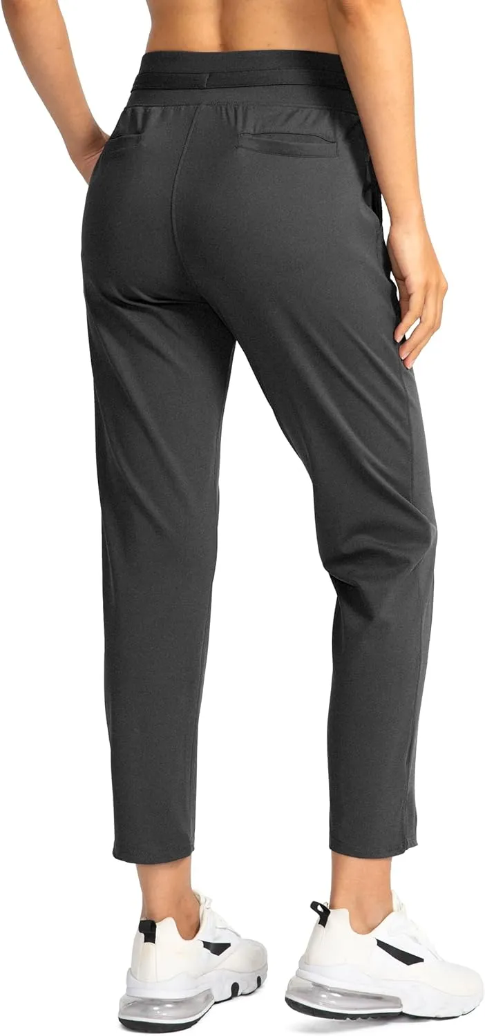 Soothfeel Women's Pants with 4 Pockets 7/8 Stretch High Waisted Sweatpants Travel Athletic Work Golf Pants for Women
