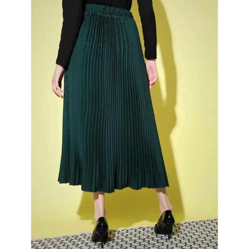 Stylish Fancy Crepe Solid Pleated Skirts For Women
