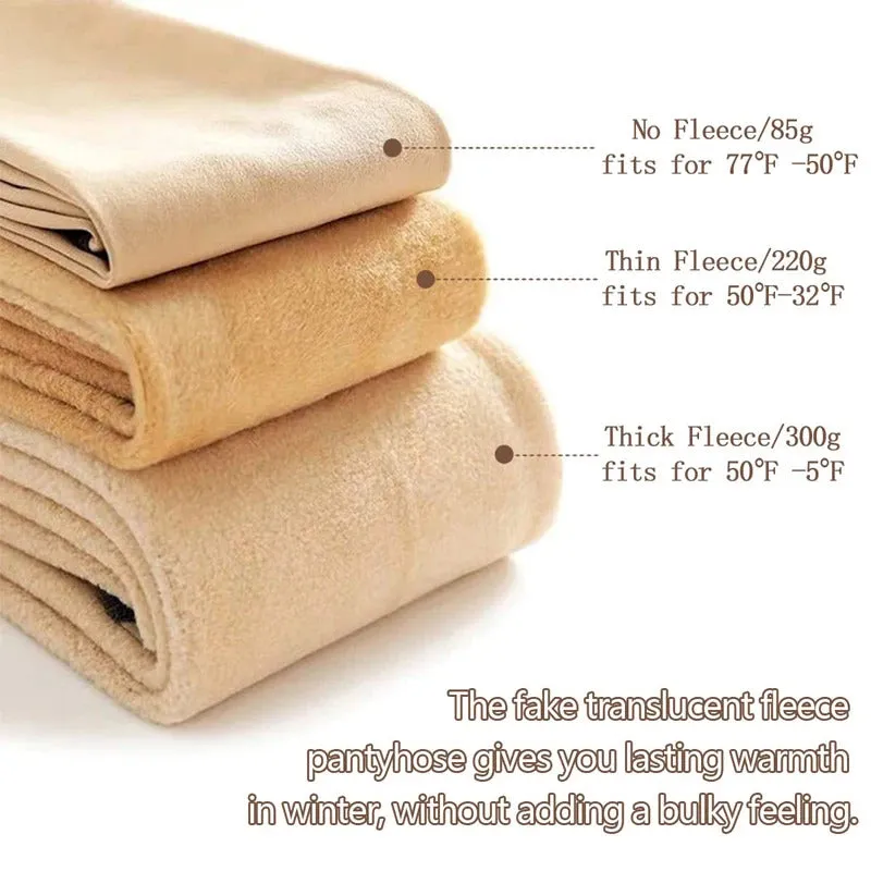 Thicken Polar Stockings Winter Warm Leggings Women'S Fleece Lined Tights Skin Effect Pantyhose Fake Translucent Wool Sock Pants