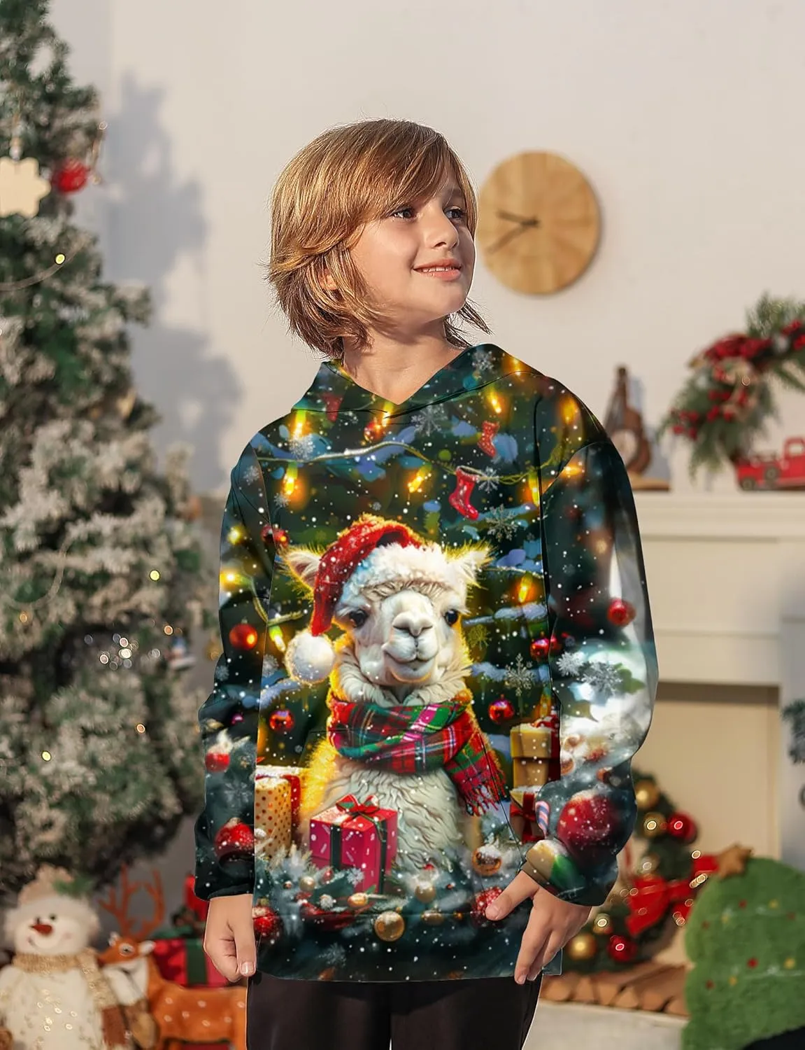 Ugly Christmas Hoodies for Boys Girls Xmas Funny Novelty Cool Sweatshirt Pullover With Pocket Size 6-16