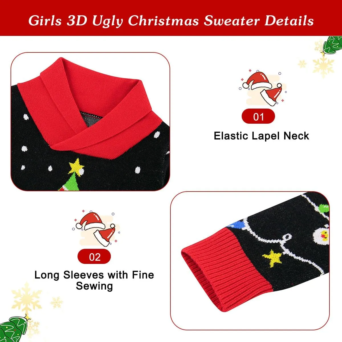 uideazone Boys Kids Ugly Christmas Sweater Novelty Toddler Knitting Xmas Lapel Pullover Jumper 18 Months-7 Years