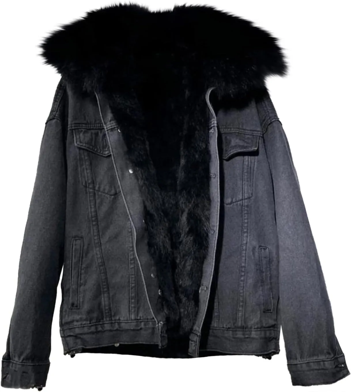 Winter Coats for Women Thickened Jean Jackets Warm Wool Outwear Parka Shacket Sherpa Fleece Lined Denim Jacket Pockets