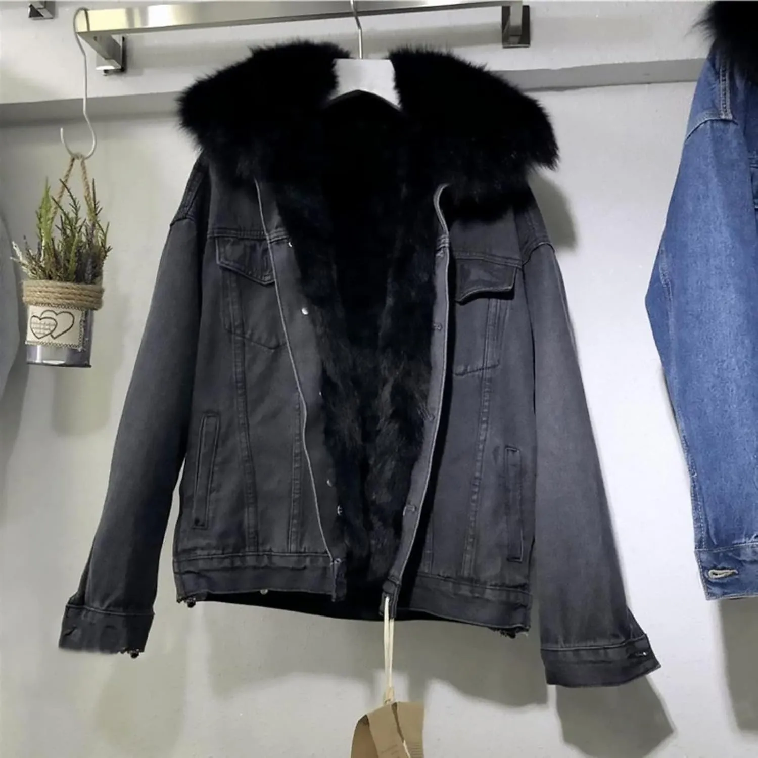 Winter Coats for Women Thickened Jean Jackets Warm Wool Outwear Parka Shacket Sherpa Fleece Lined Denim Jacket Pockets
