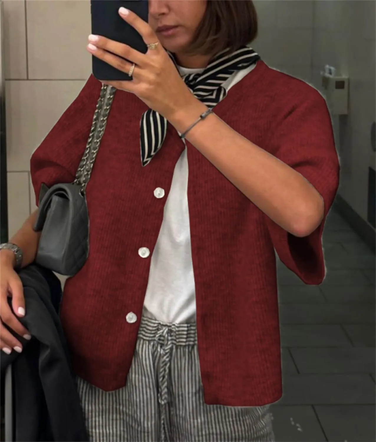 Women Y2k Crop Knit Cardigan T-Shirt Short Sleeve Button Down Casual Knitted Tees Y2k Girls Crop top Streewear