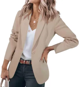 Womens Casual Blazers Open Front Long Sleeve Work Office Jackets Blazer Suit Jacket Button Lightweight Cardigans