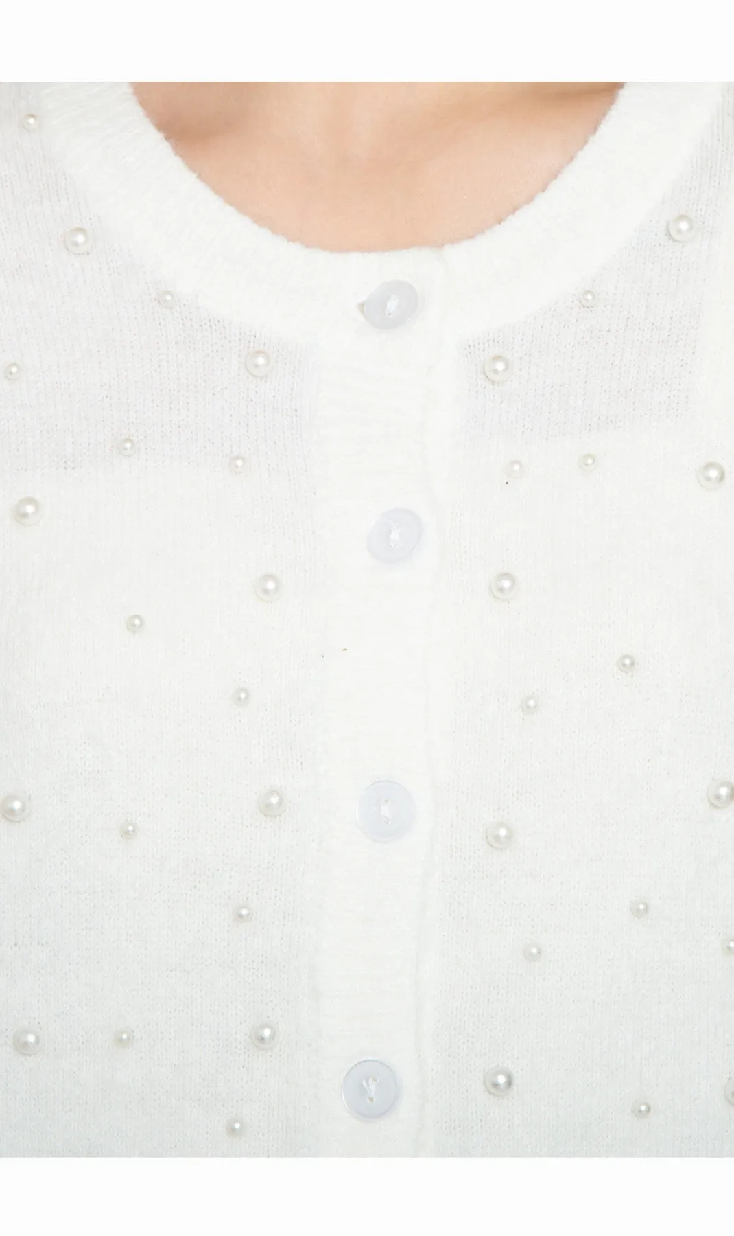 Women's Faux Pearl Cardigan – Luxe Beaded Sweater in a Soft Knit