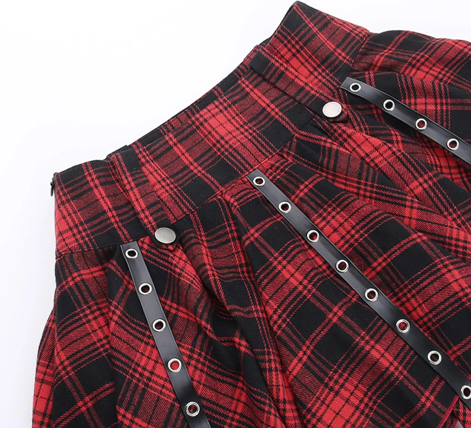 Women's Gothic Punk Skirt High Waist Mini Plaid Pleated Skirt Y2K Ruffles Fairy Grunge A-Line Skater Skirts