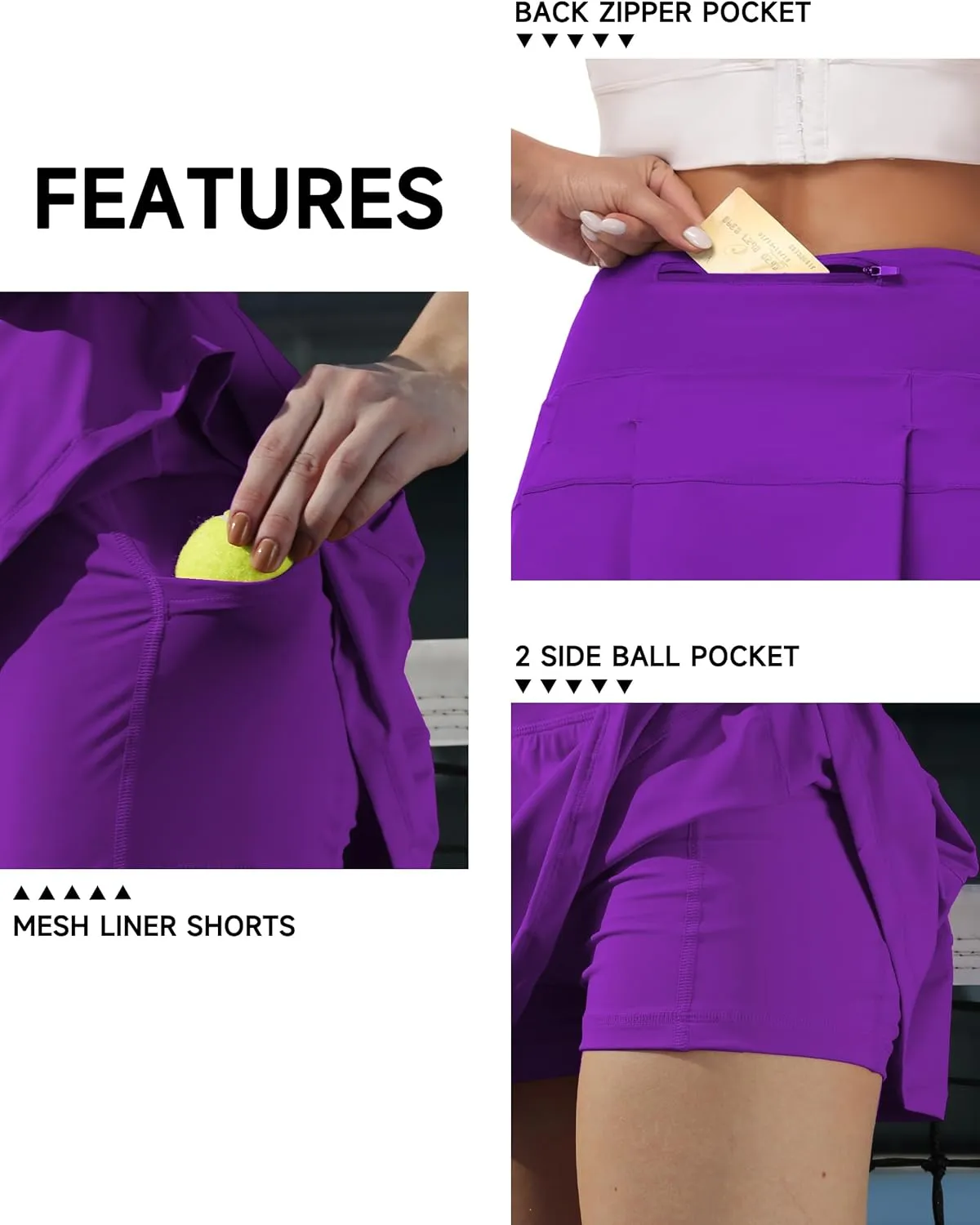 Women's Tennis Skirts High Waisted Athletic Golf Skorts with Pockets Skirts for Women Casual Workout Built-in Shorts