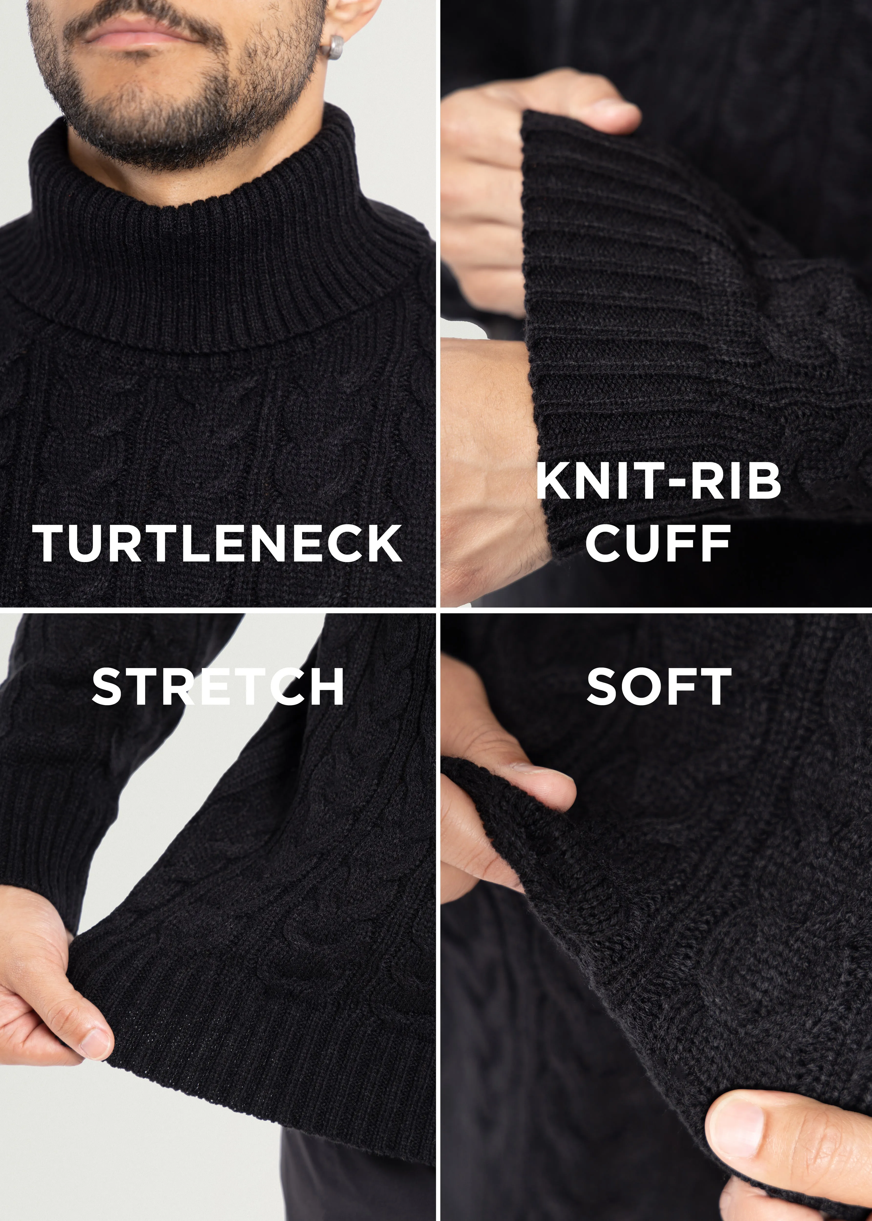 X RAY Men's Soft Slim Fit Turtleneck Pullover Sweaters