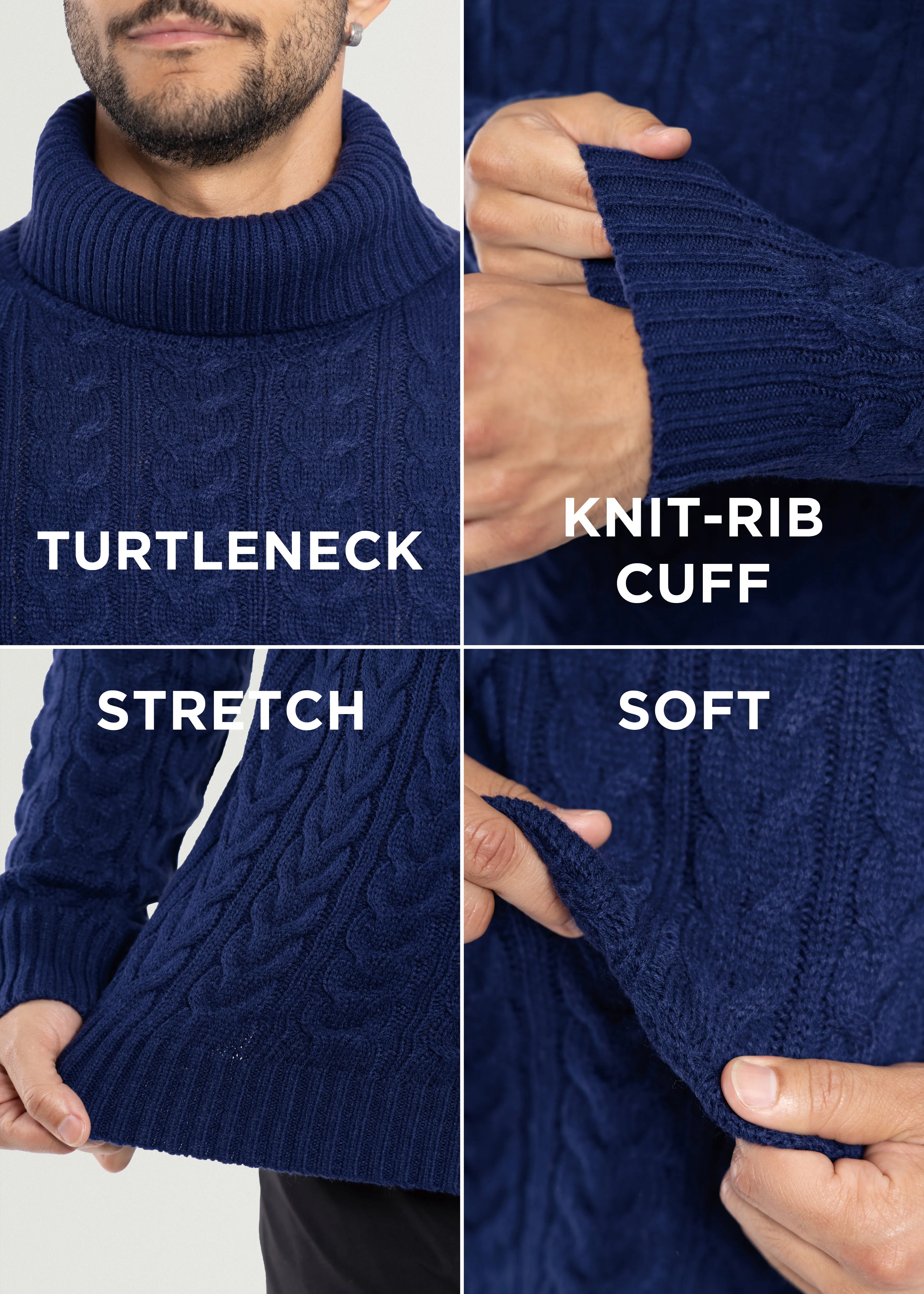X RAY Men's Soft Slim Fit Turtleneck Pullover Sweaters