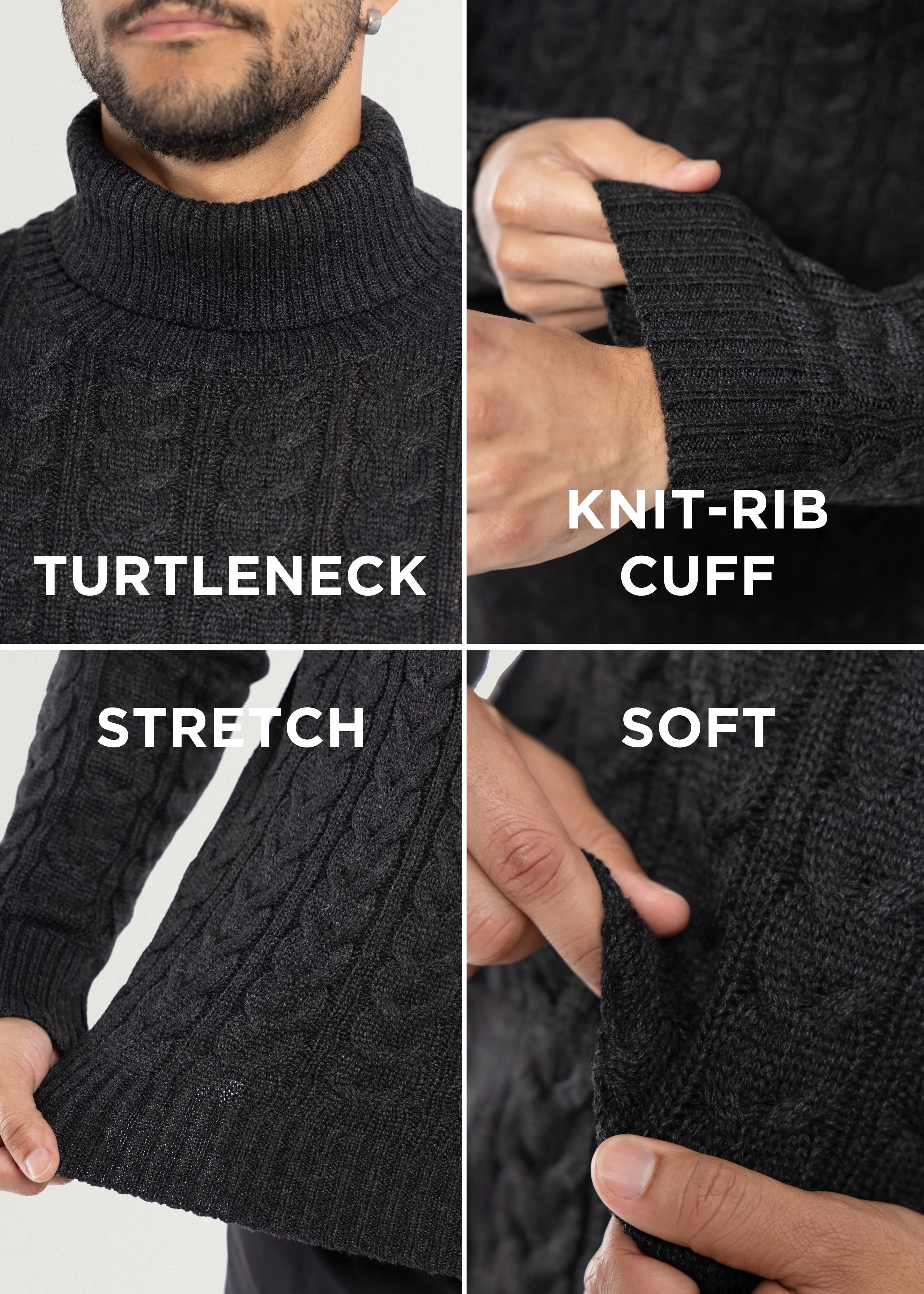X RAY Men's Soft Slim Fit Turtleneck Pullover Sweaters