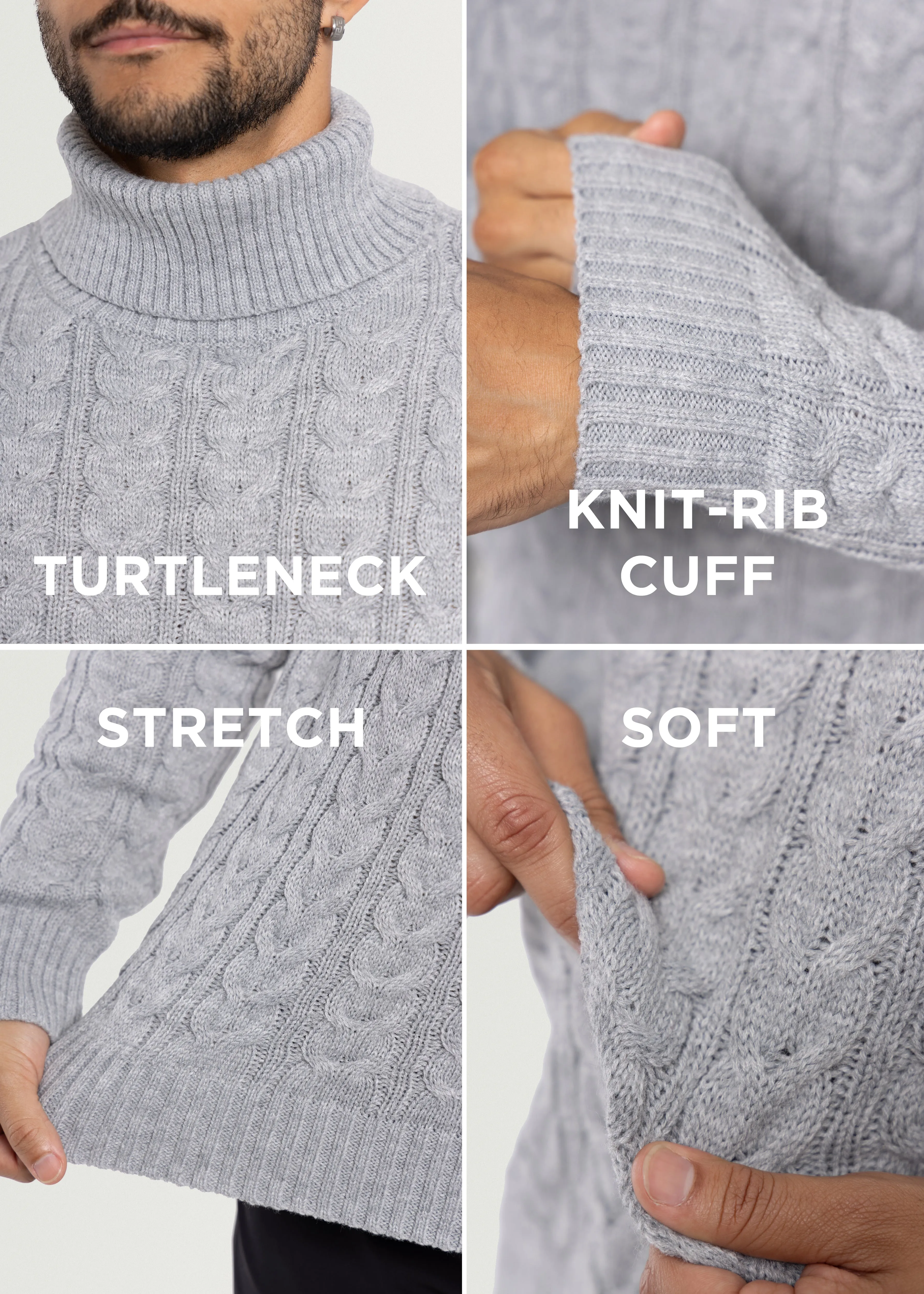 X RAY Men's Soft Slim Fit Turtleneck Pullover Sweaters