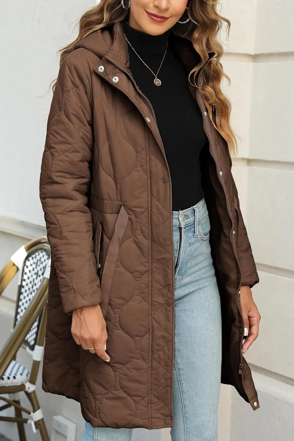 XULIKU Women's Quilted Jackets Lightweight Long Sleeve Stand Collar Padding Short Puffer Coat for Women Fall Winter